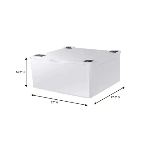 Washer/Dryer Laundry Pedestal with Storage Drawer - White