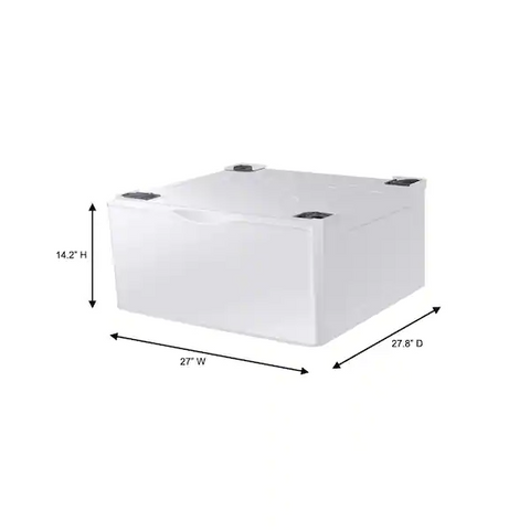 Washer/Dryer Laundry Pedestal with Storage Drawer - White