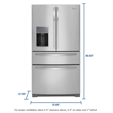 Whirlpool 36-Inch Wide French Door Refrigerator - 25 cu. ft.